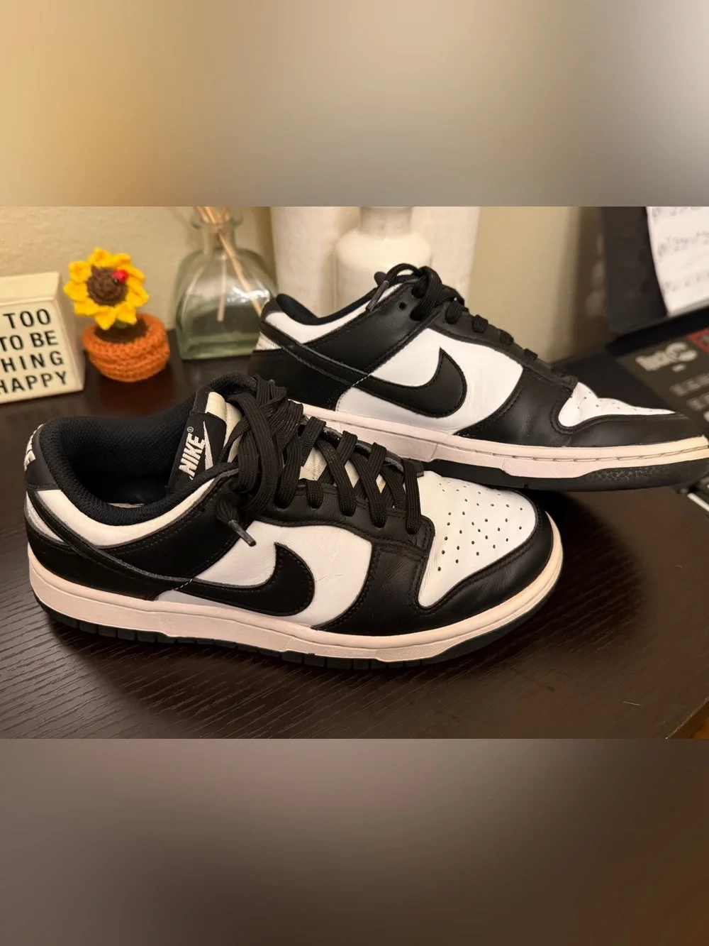 Nike Black White Panda Dunks Low Court Sneakers Mens 7.5